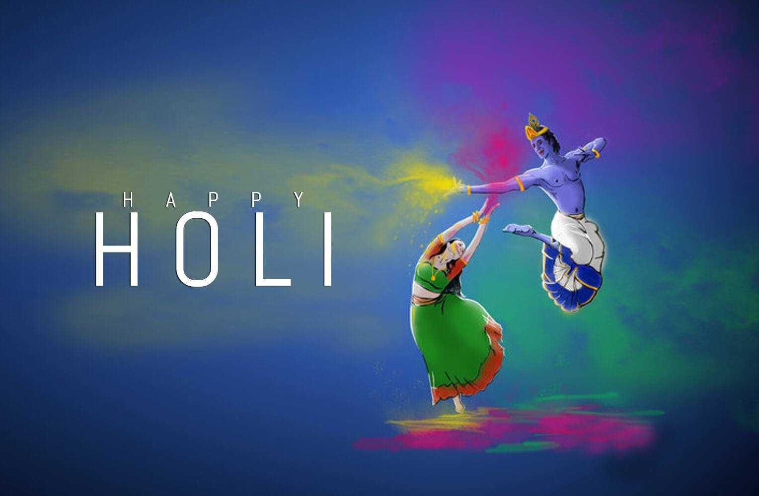1528x1000 Holi Wallpaper HD with Radha Krishna