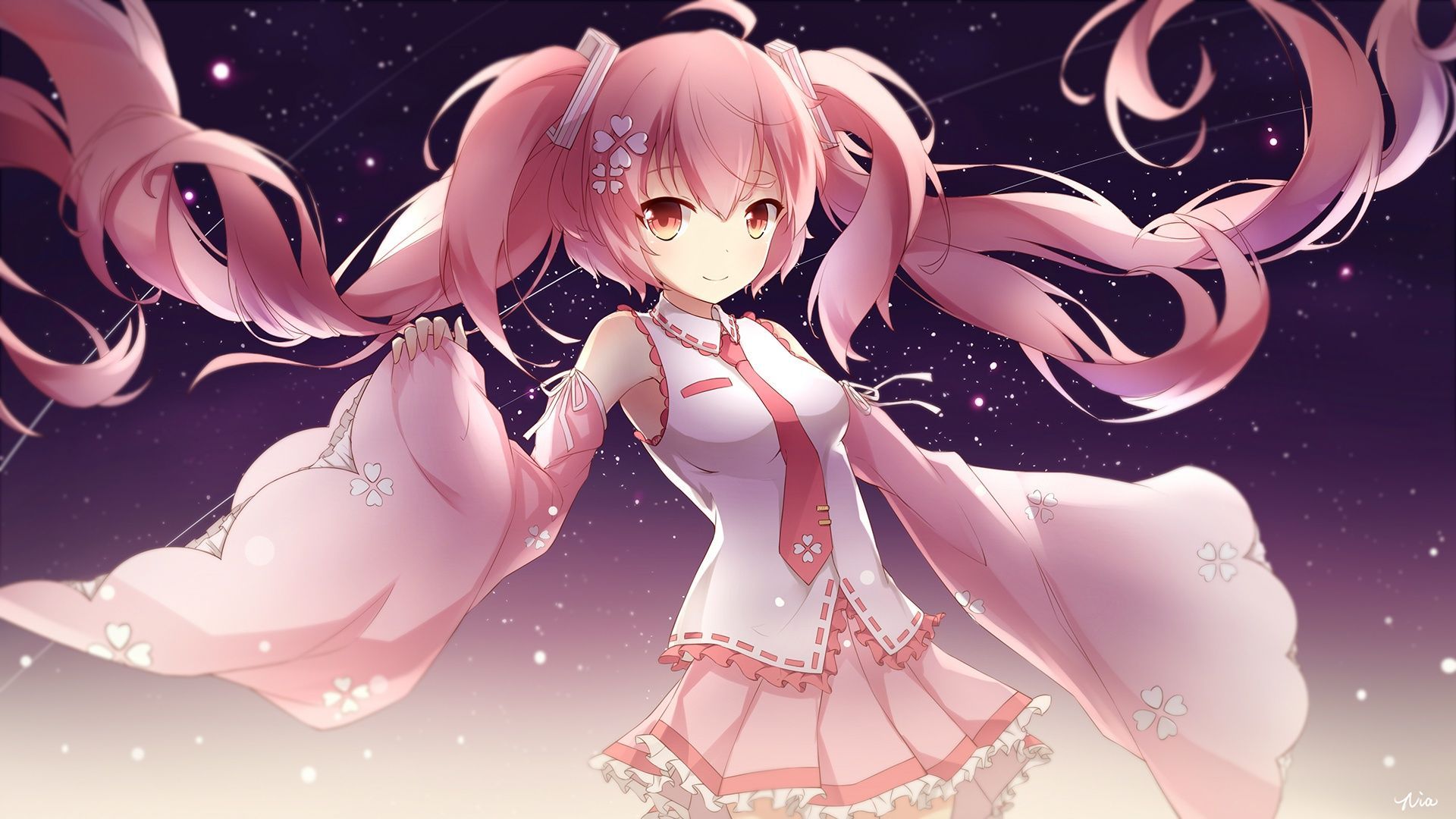 1920x1080 Wallpaper flowers, girl, Hatsune Miku
