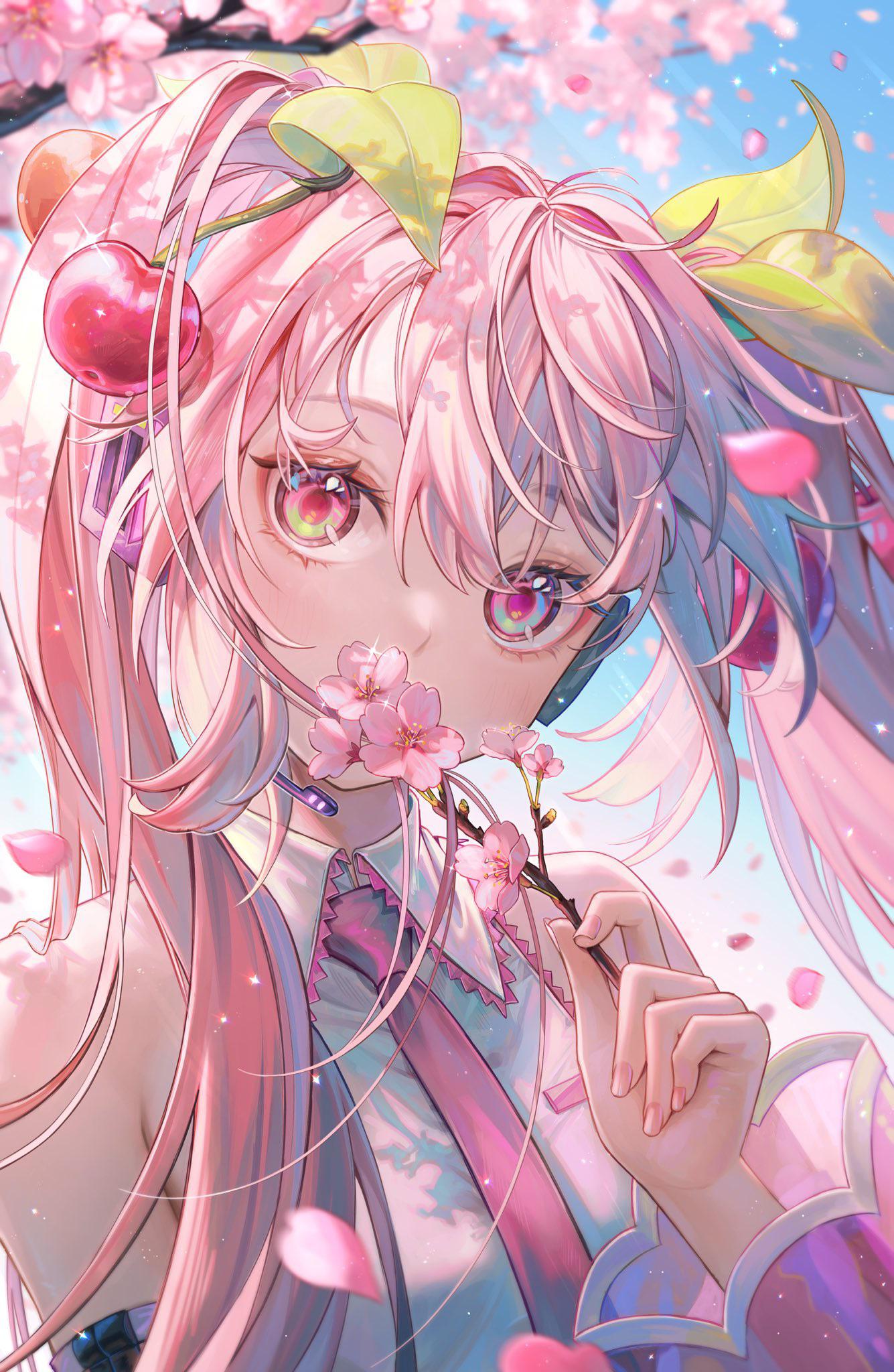1335x2048 Sakura Miku : U Anime Wallpaper