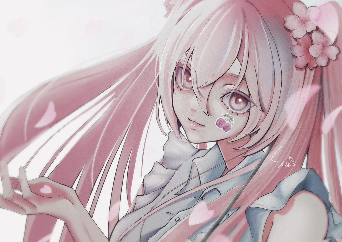 1200x851 hatsune miku , sakura miku 1girl solo