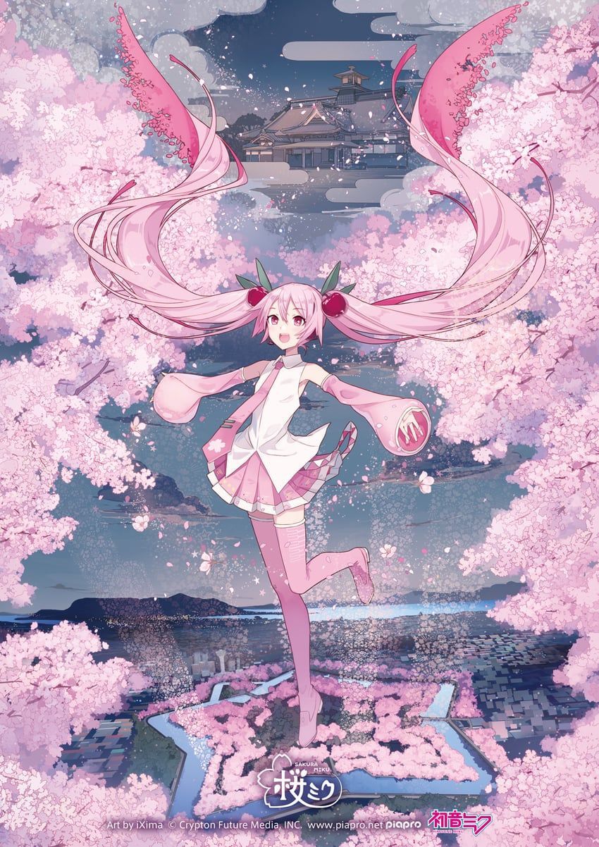 850x1202 hatsune miku and sakura miku vocaloid