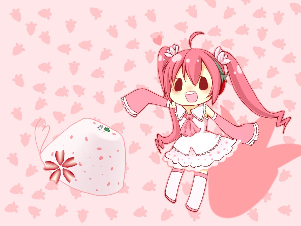 1024x768 chibi hatsune miku polychromatic sakura