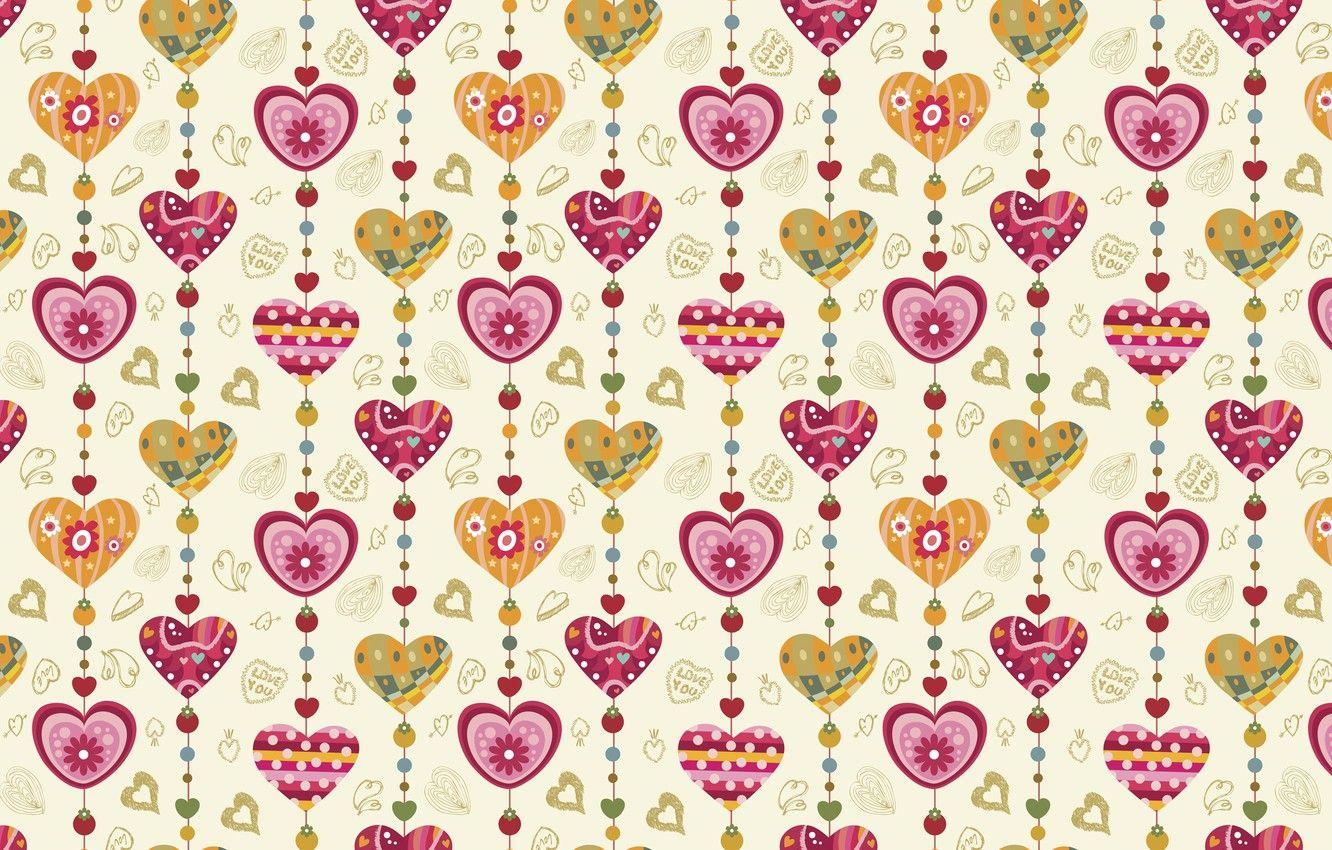1332x850 Wallpaper holiday, heart, vector, texture, heart, drawings
