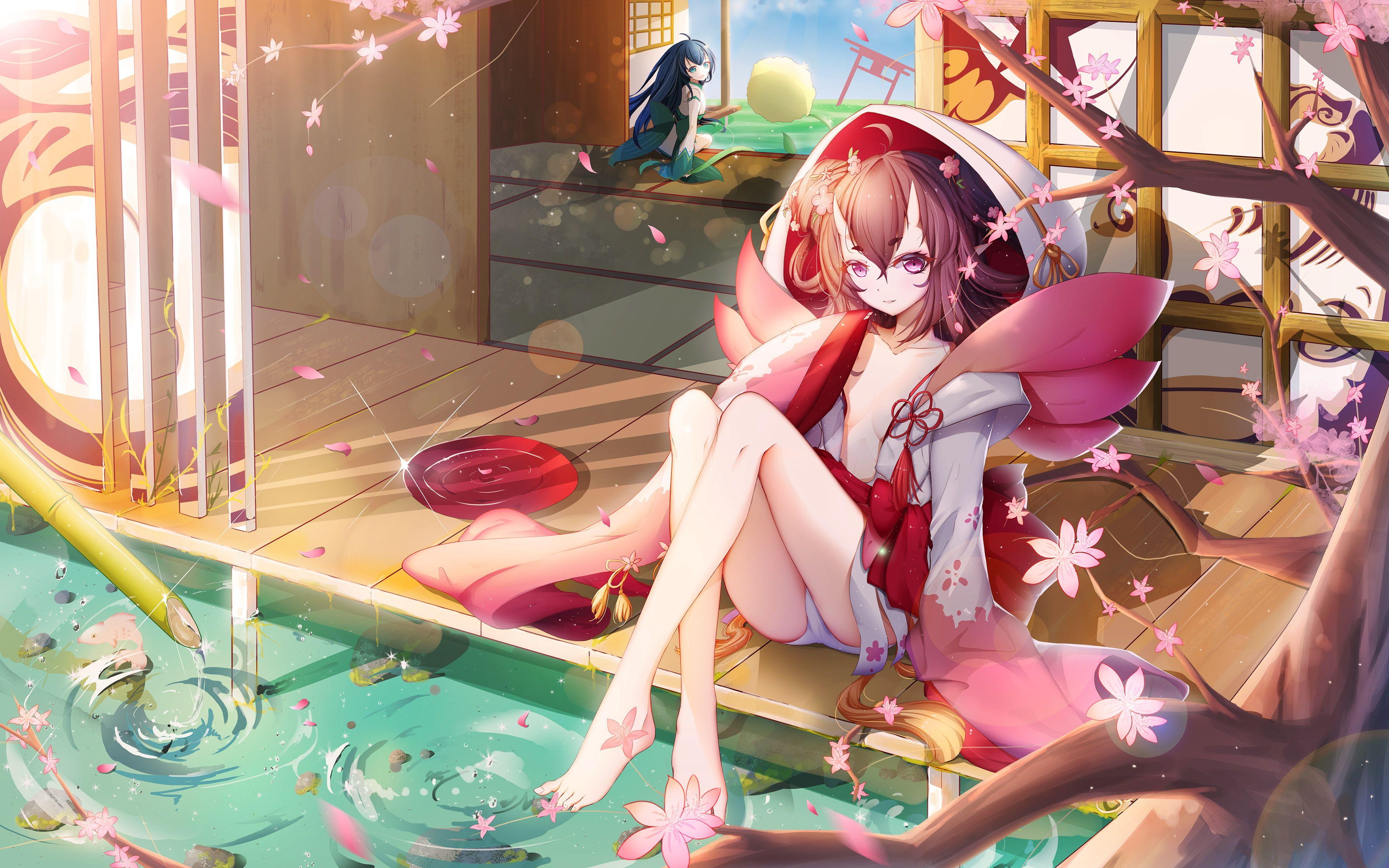 3840x2400 HD wallpaper: 爆肝c, baoganC, anime girls, Onmyoji
