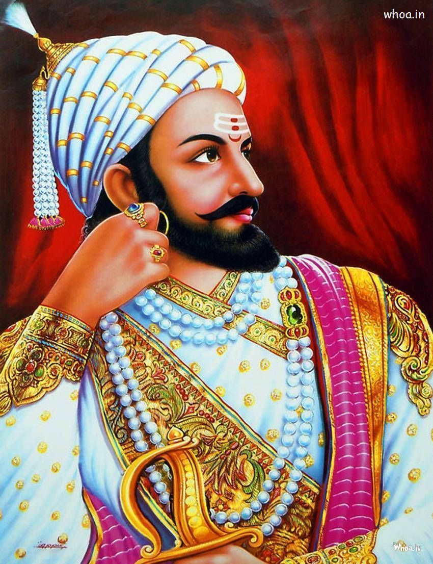 850x1106 Download Regal Painting Of Chhatrapati Shivaji Maharaj Wallpaper