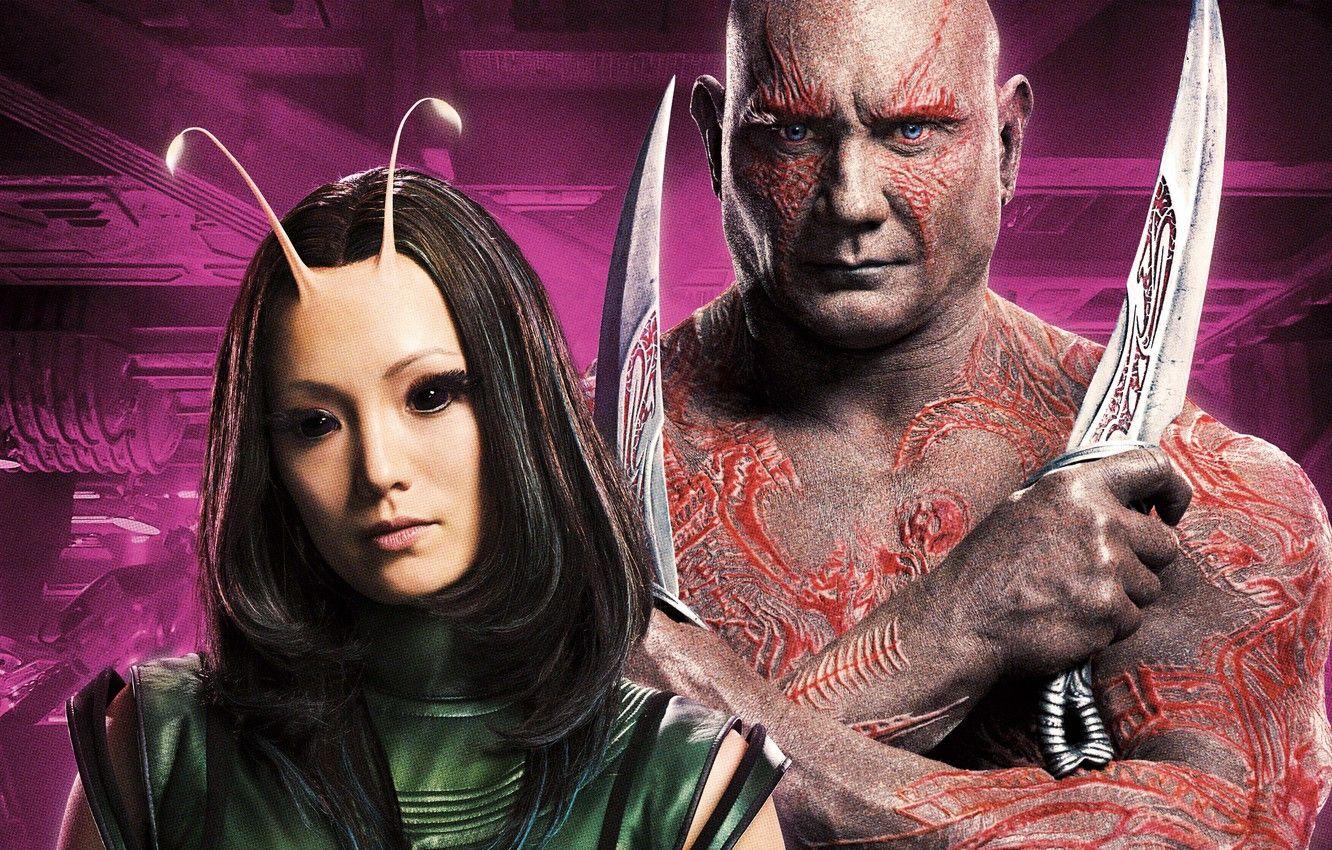 1332x850 Wallpaper fiction, knives, poster, Mantis, Dave Bautista