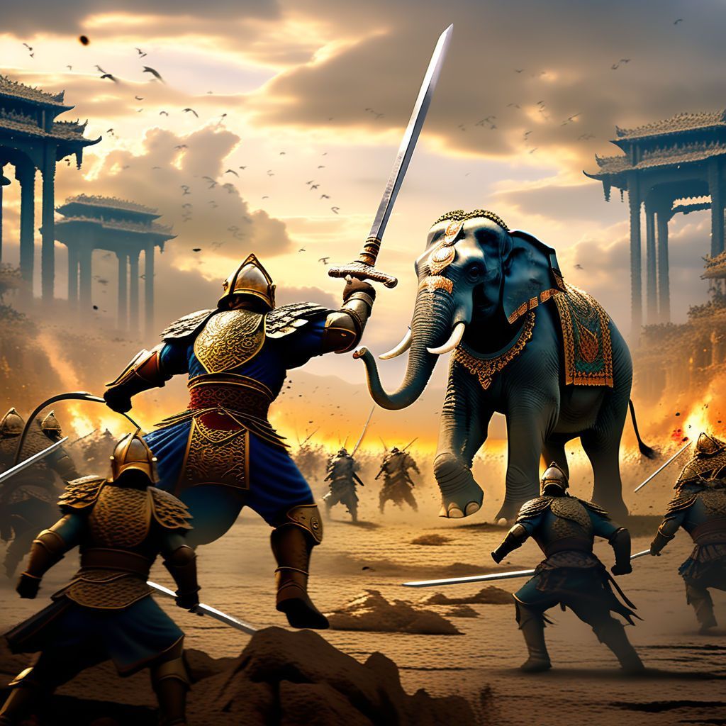 1024x1024 Mahabharat war scene