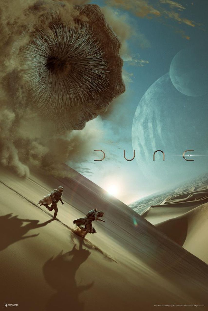 854x1280 Dune Movie Poster Running From Sandworm