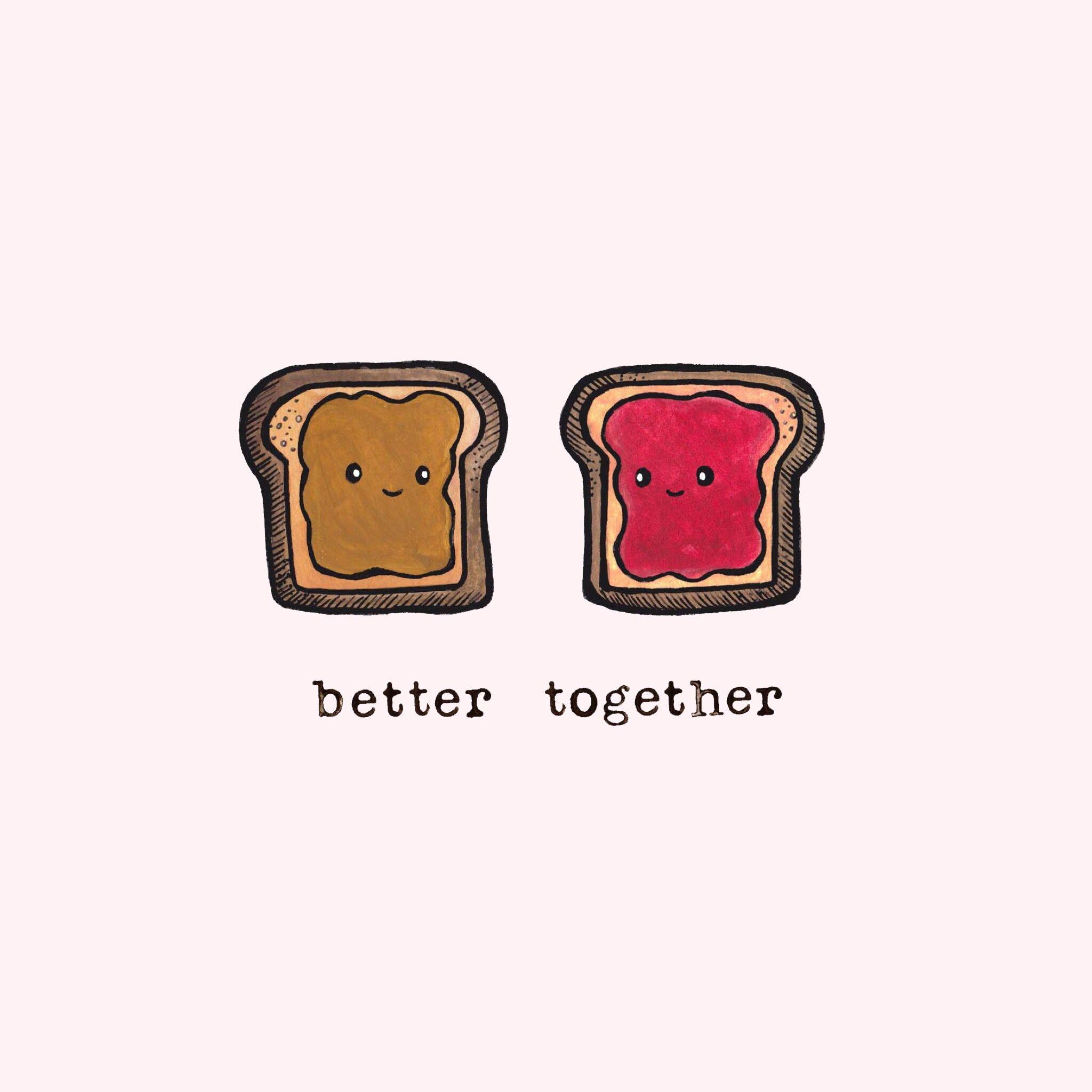 2048x2048 better together butter + jelly. Cute food drawings