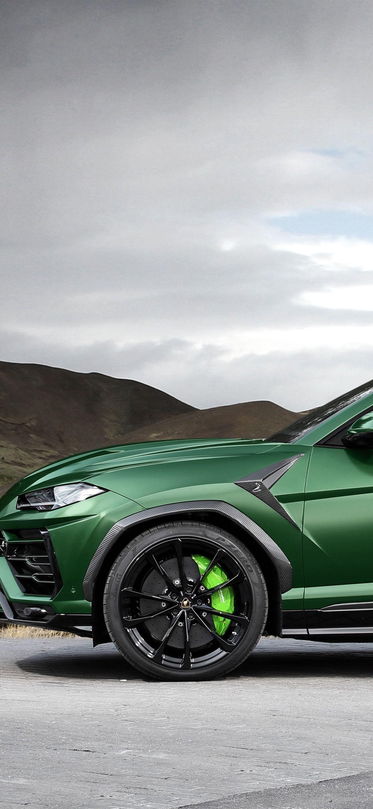 1242x2688 Lamborghini Urus 2018 green SUV car side view 1242x2688