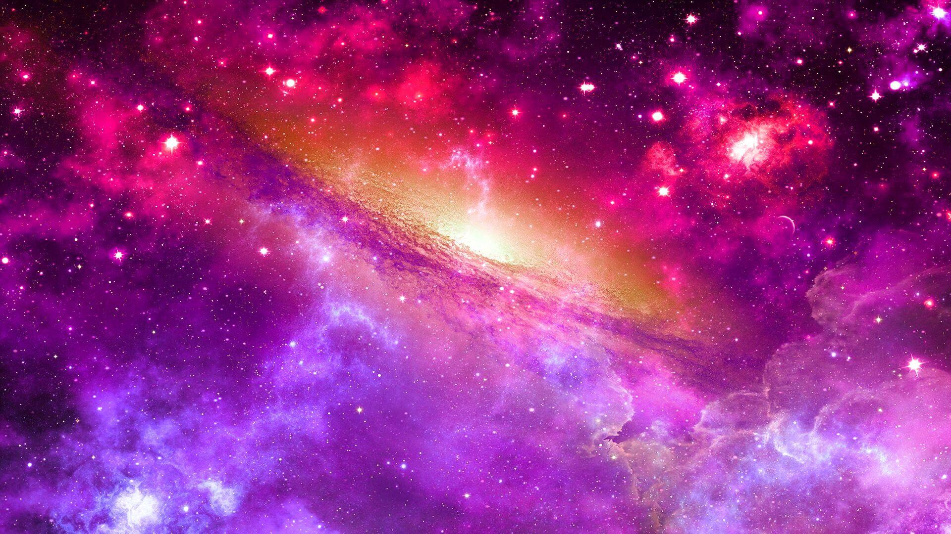 1920x1080 Hình nền HD thiên hà tím và hồng