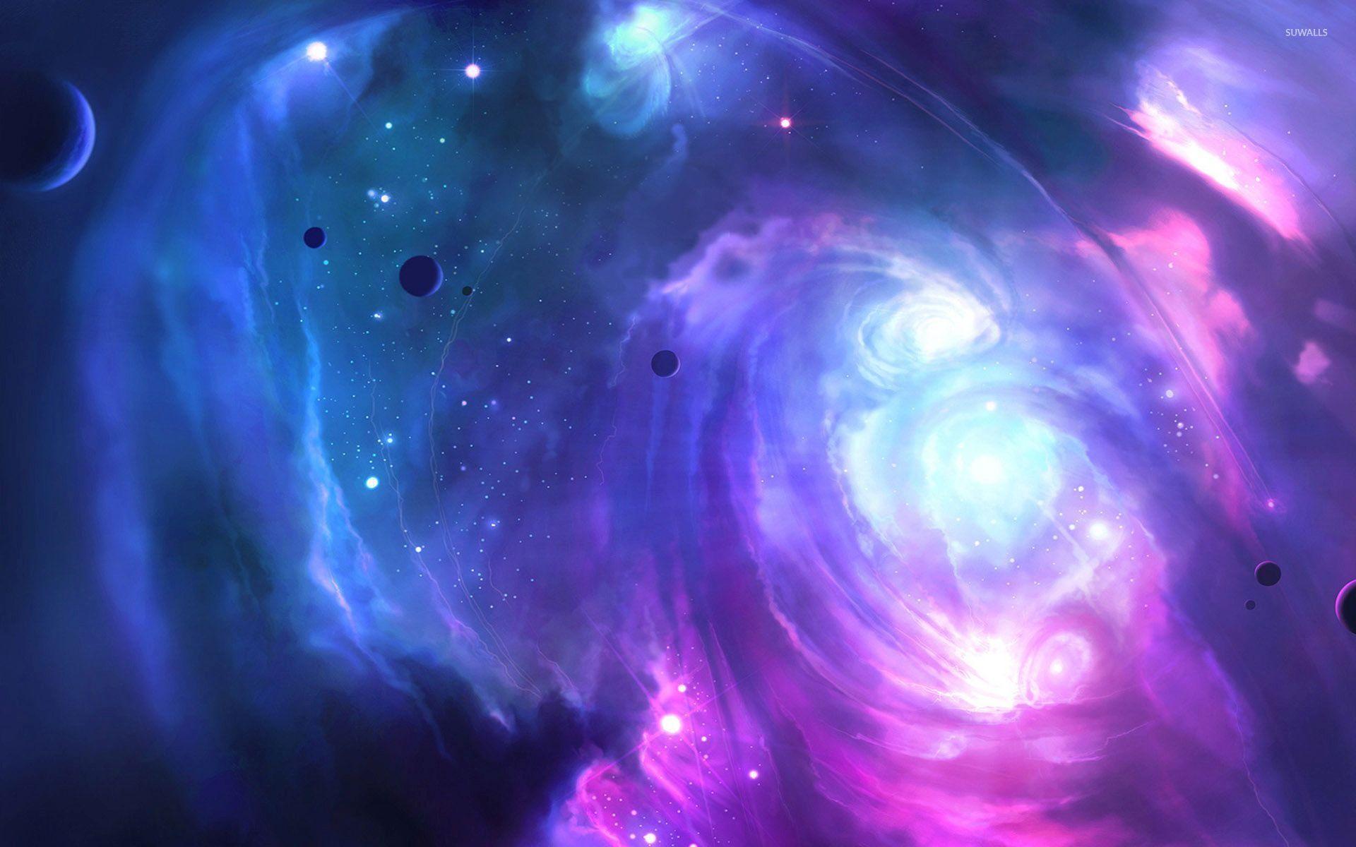 1920x1200 Hình nền thiên hà hồng và xanh - Hình nền không gian