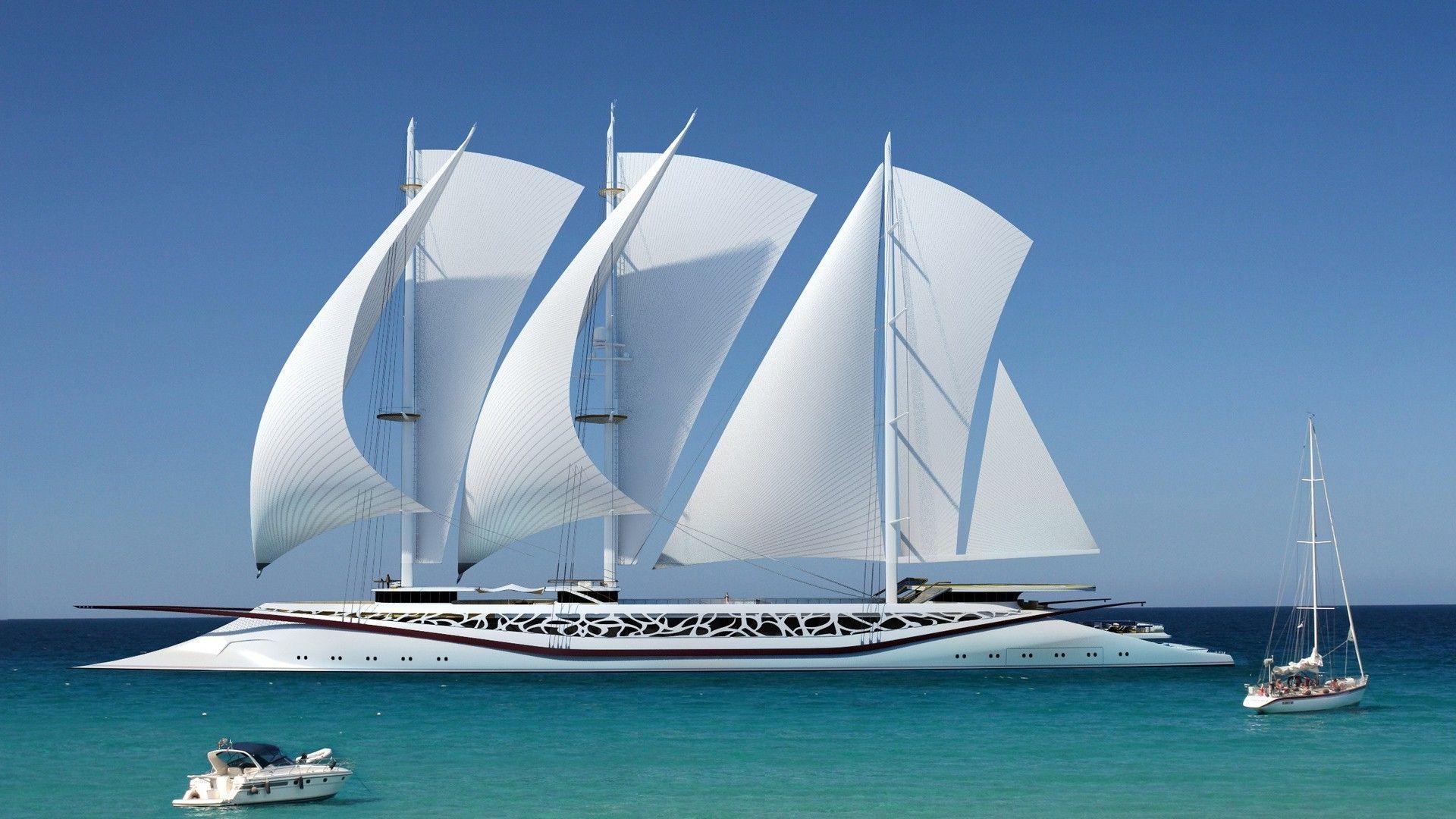 1920x1080 nature, Sea, Ship, Sailing Ship, Yacht, Horizon, Modern, Sky