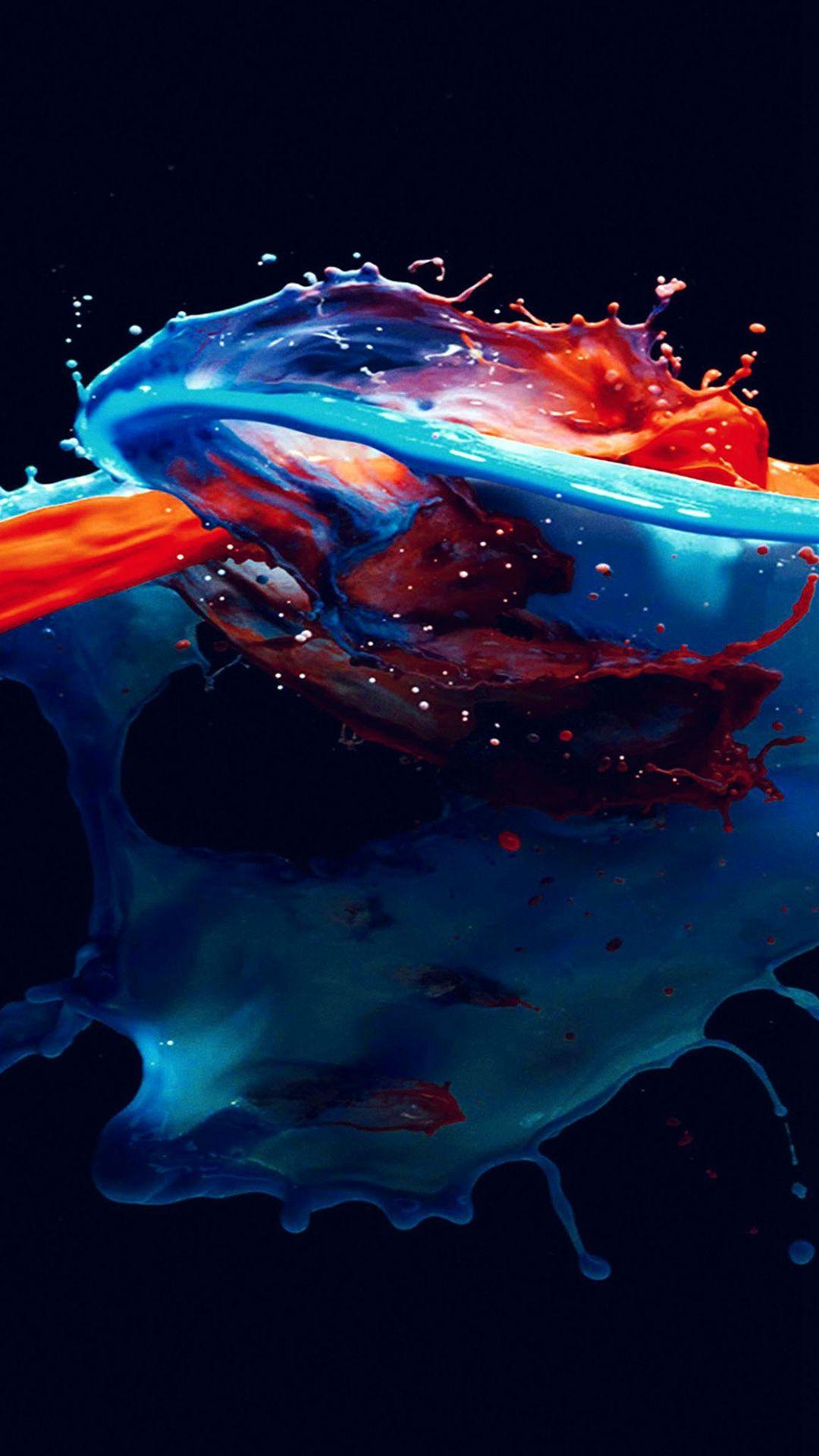 1080x1920 Paint Splash Art Illust Dark Blue Red Watercolor iPhone 8