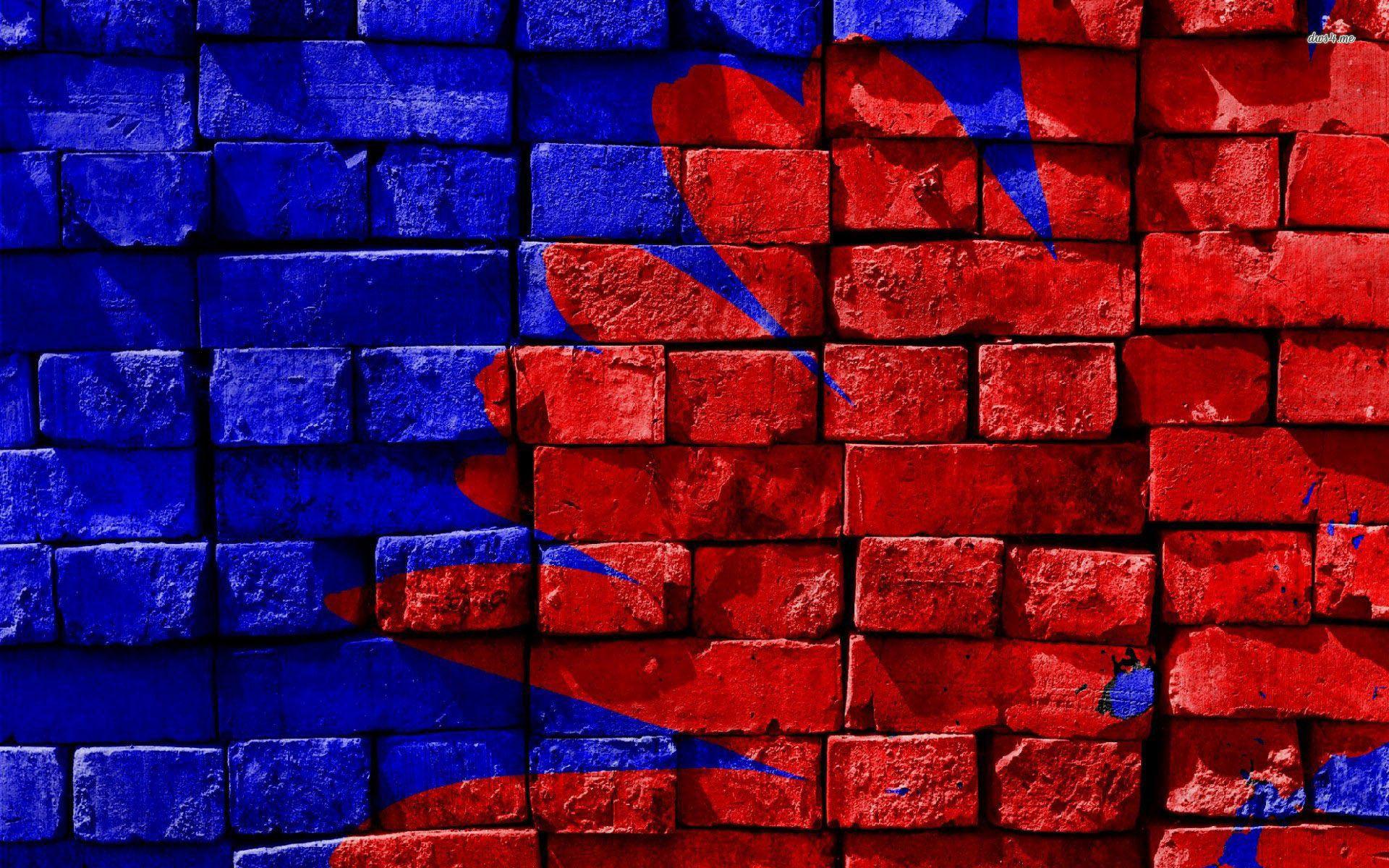 1920x1200 Red and blue brick wall wallpaper wallpaper