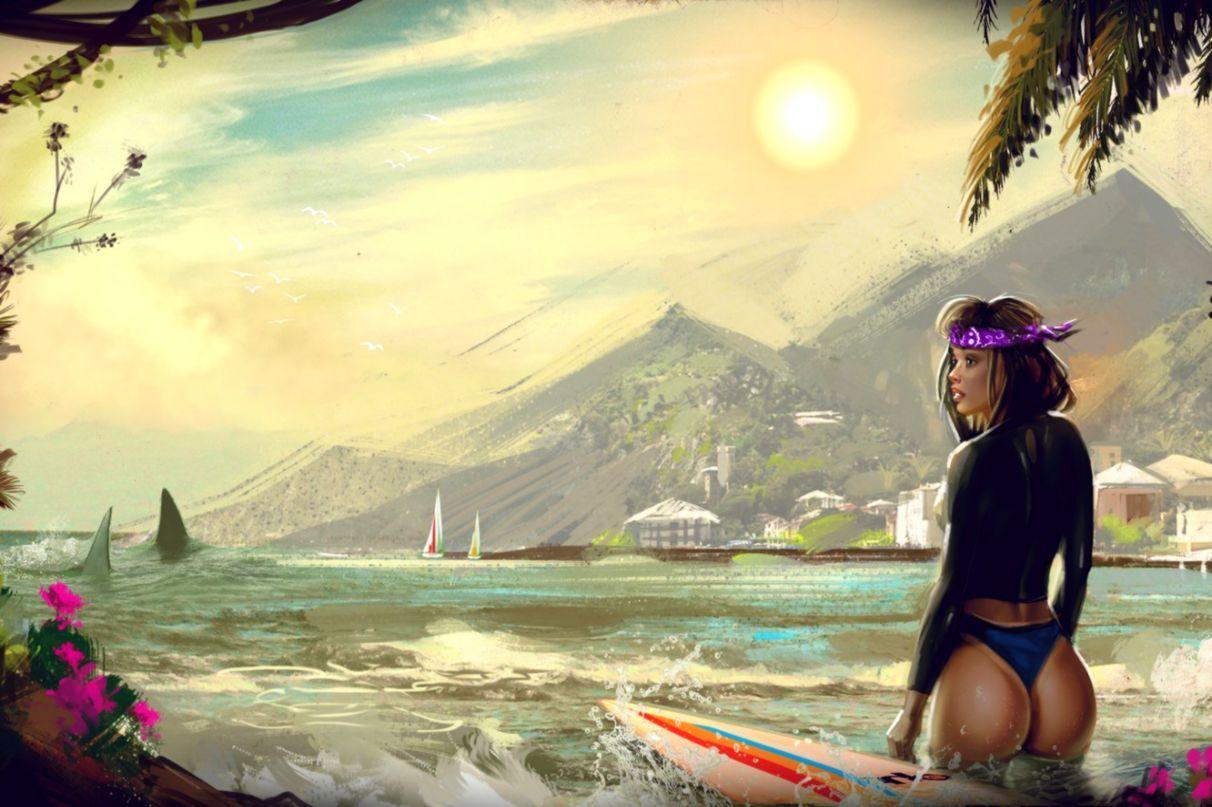 1212x807 Girl Surfing Sports Wallpaper