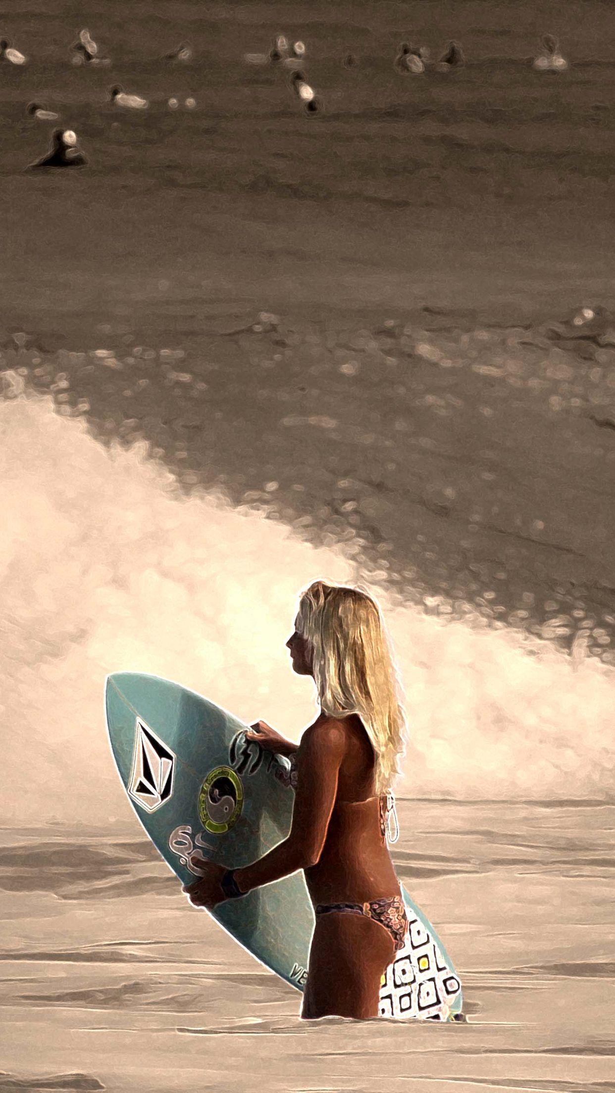 1242x2208 Surfing Girl Wallpaper for iPhone X, 6