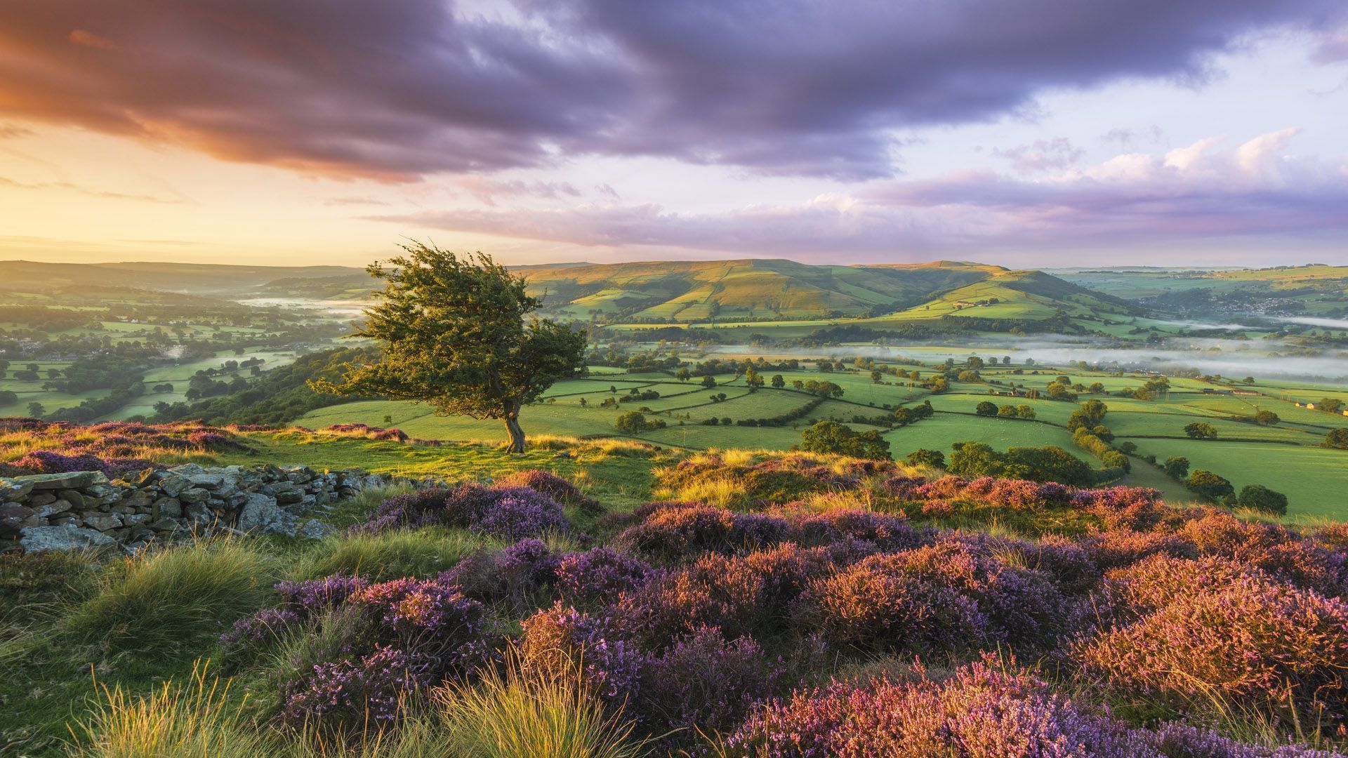 1920x1080 Landscape of the Peak District National park at sunrise, Bamford, Derbyshire, England, UK. Windows Spotlight Image