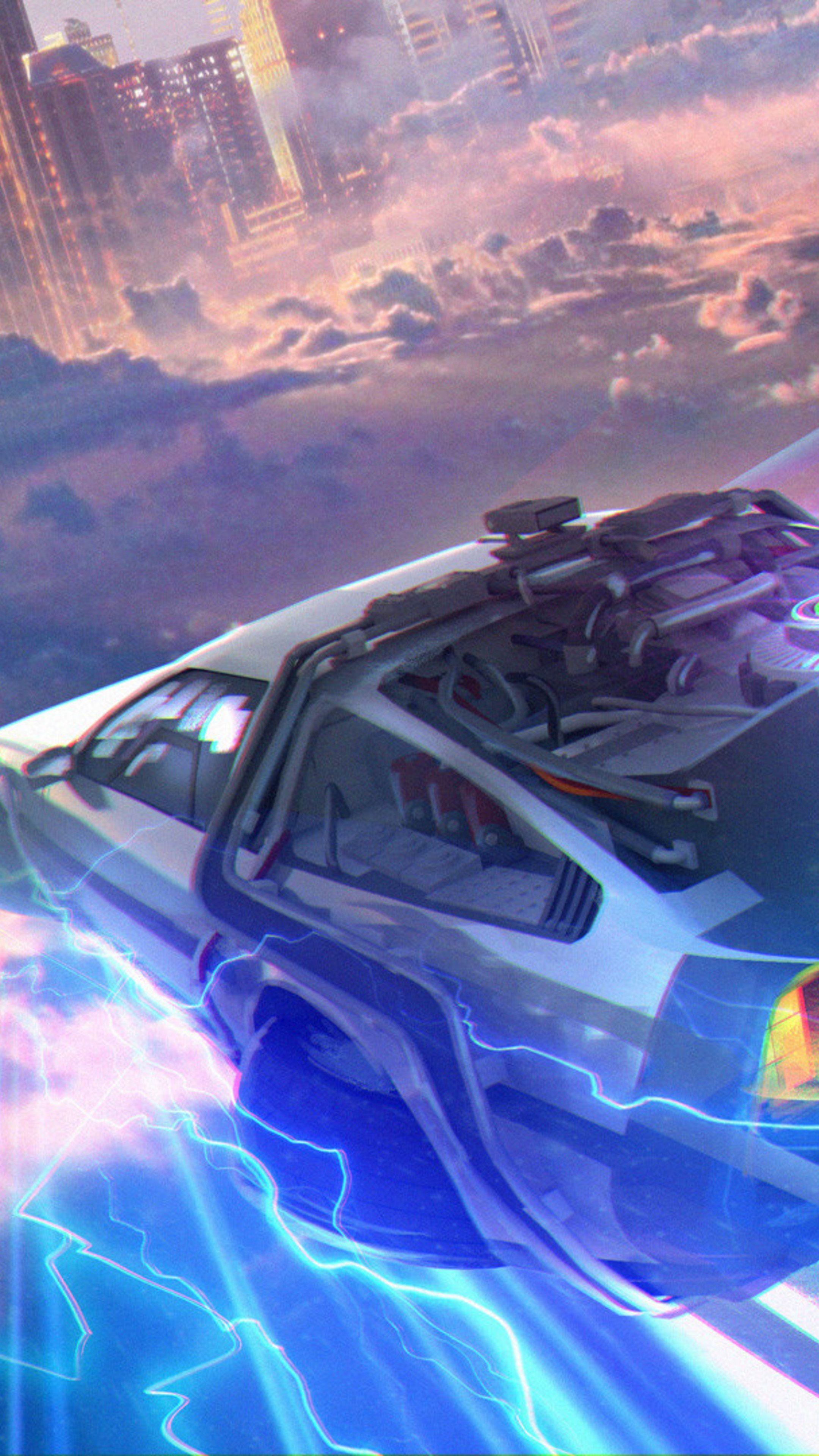 2160x3840 Delorean Back To The Future Wallpaper background picture