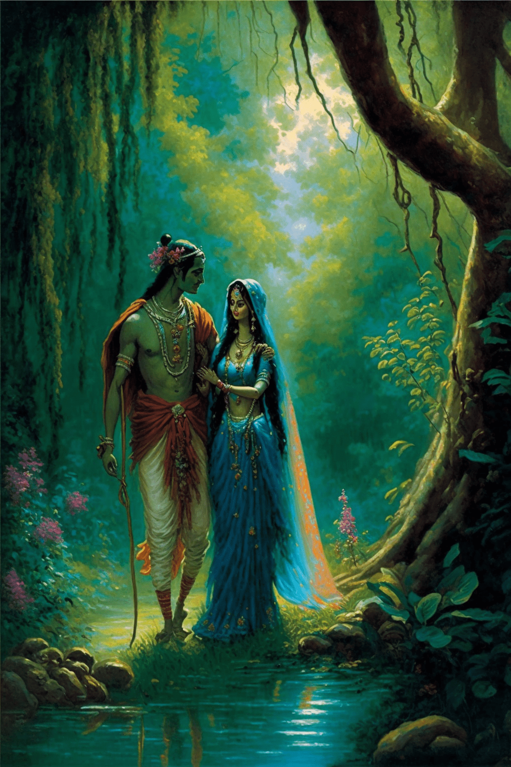 1024x1536 AI generate Lord Krishna and Radha