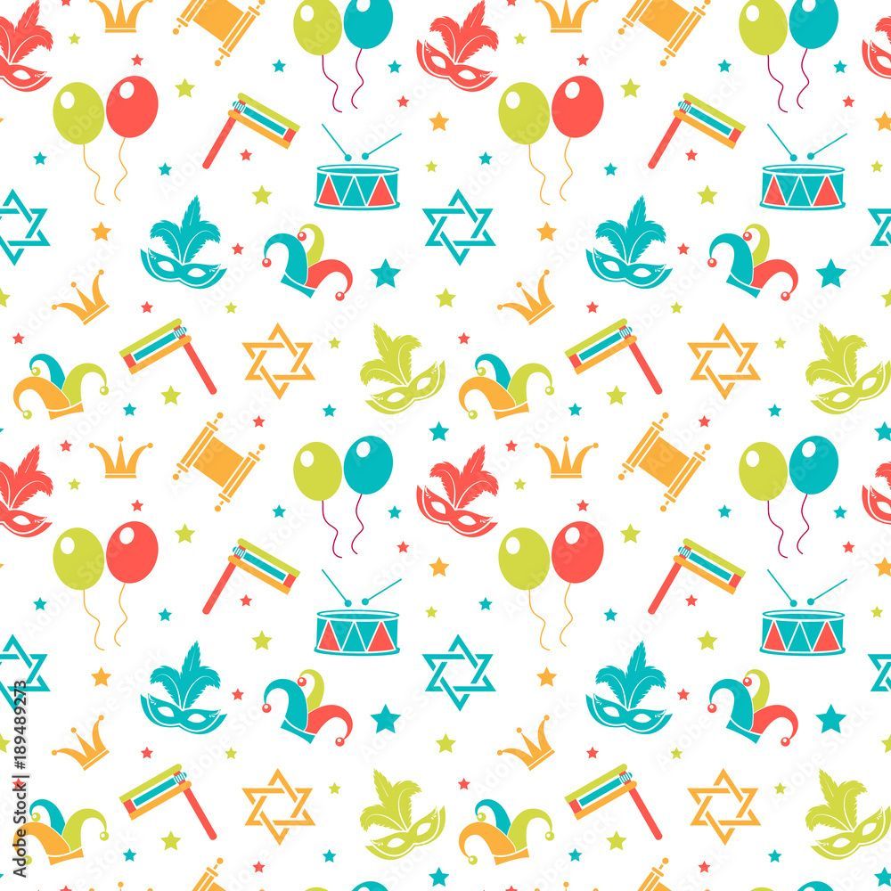 1000x1000 Carnival seamless pattern. Purim