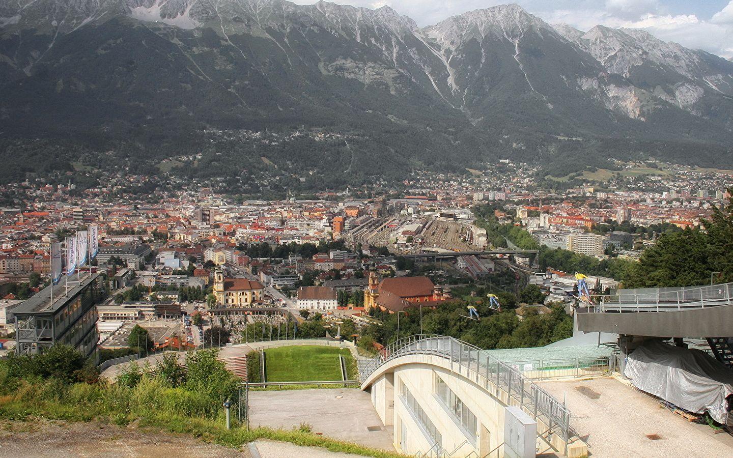 1440x900 Wallpaper Austria Innsbruck Mountains From above Cities