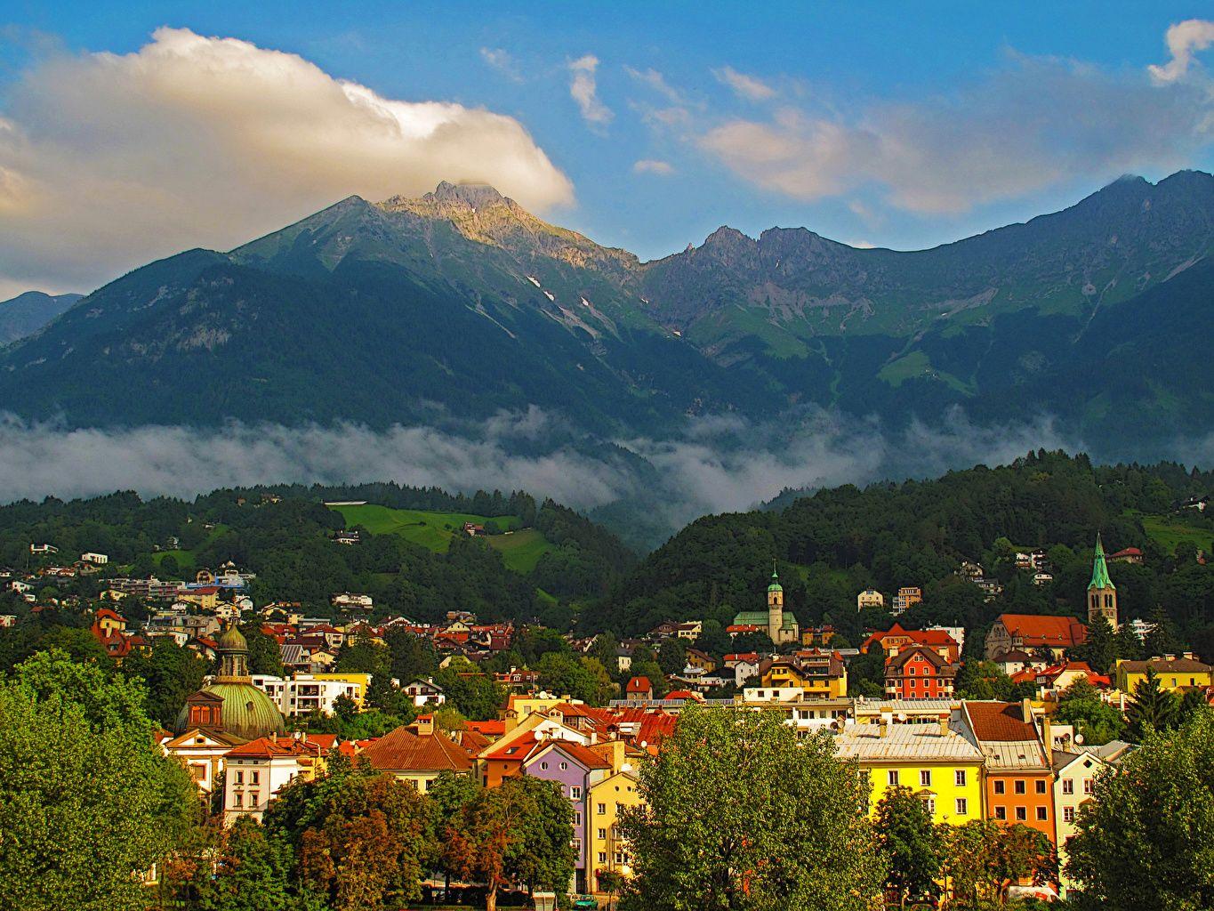 1365x1024 Photos Austria Innsbruck mountain Cities Houses