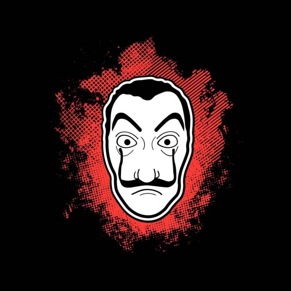 990x990 Download Money Heist Mask Art Wallpaper
