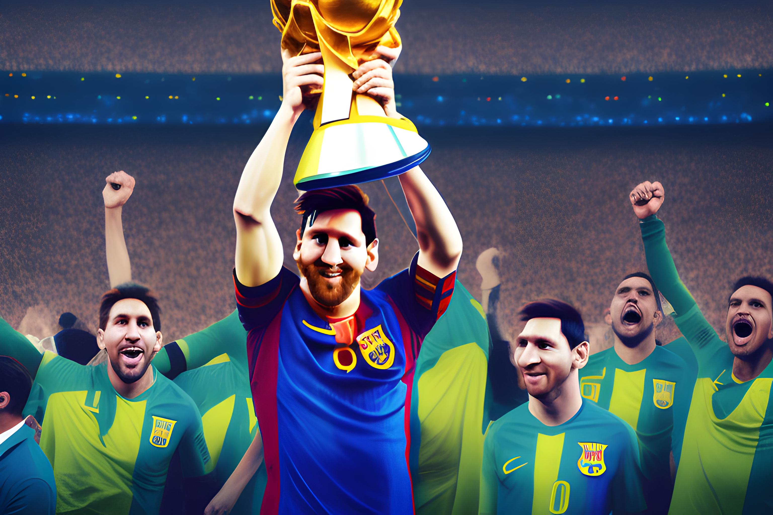 3072x2048 Lionel Messi lifting a world cup trophy