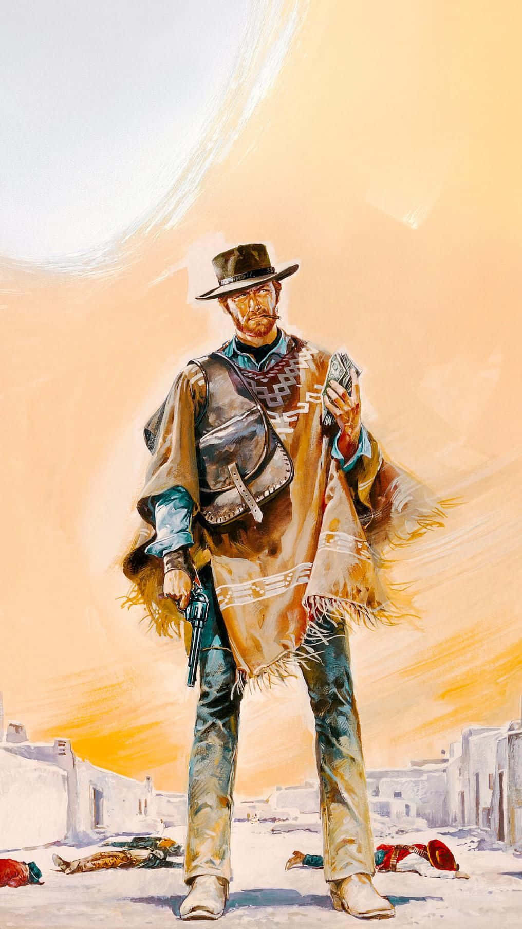 1016x1807 Cowboy iPhone Paint Art Wallpaper