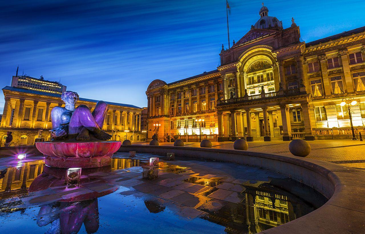 1280x822 image Palace England Fountains Birmingham Night Street lights
