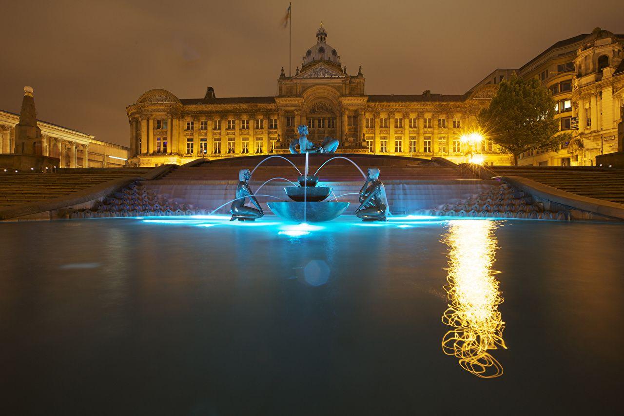 1280x853 Wallpaper Palace England Fountains Birmingham night time Cities