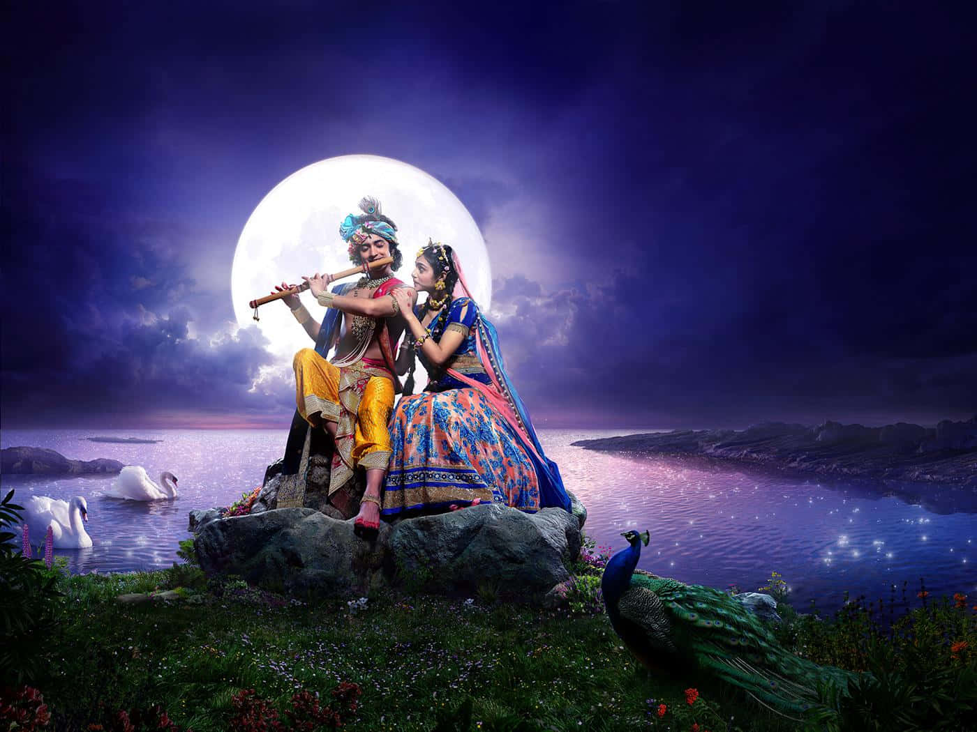 1400x1050 Download Divine Love of Radha Krishna Picture
