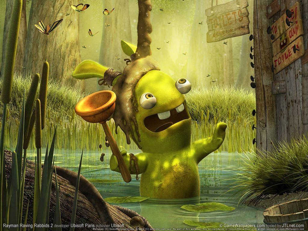1024x768 Shrek - Rayman Raving Rabbit Hình nền