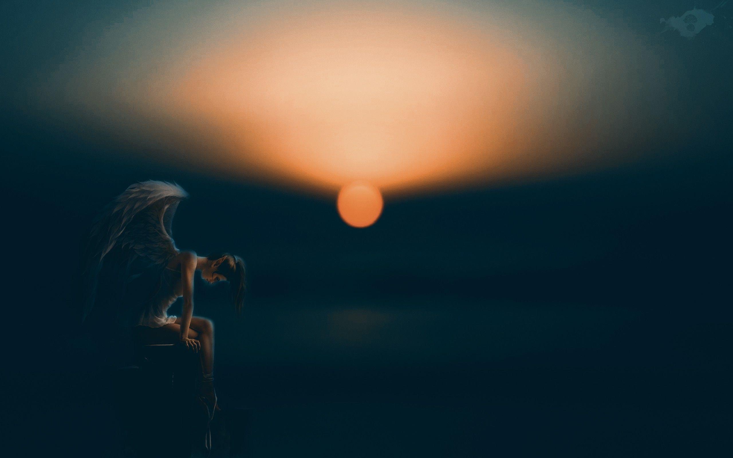 2560x1600 angel sunset dark angel sadness wallpaper