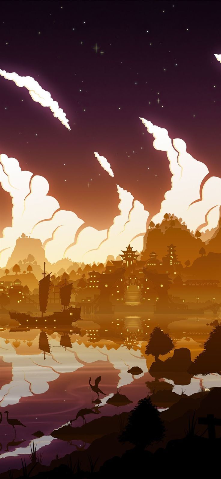 736x1592 sunset beyond liyue genshin impact 5k