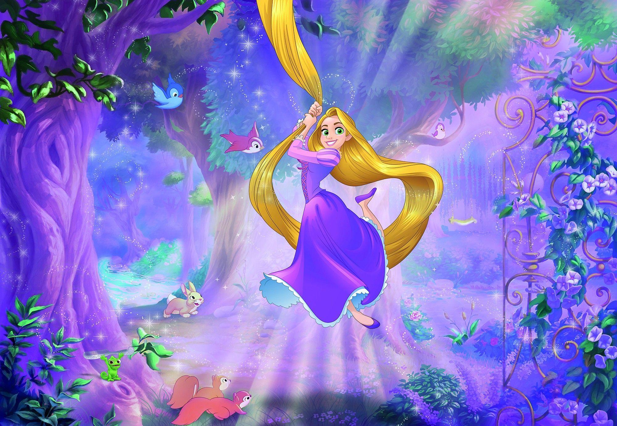 2000x1380 Details about Wallpaper 368x254cm Tangled Rapunzel wall mural giant poster Disney purple +GLUE
