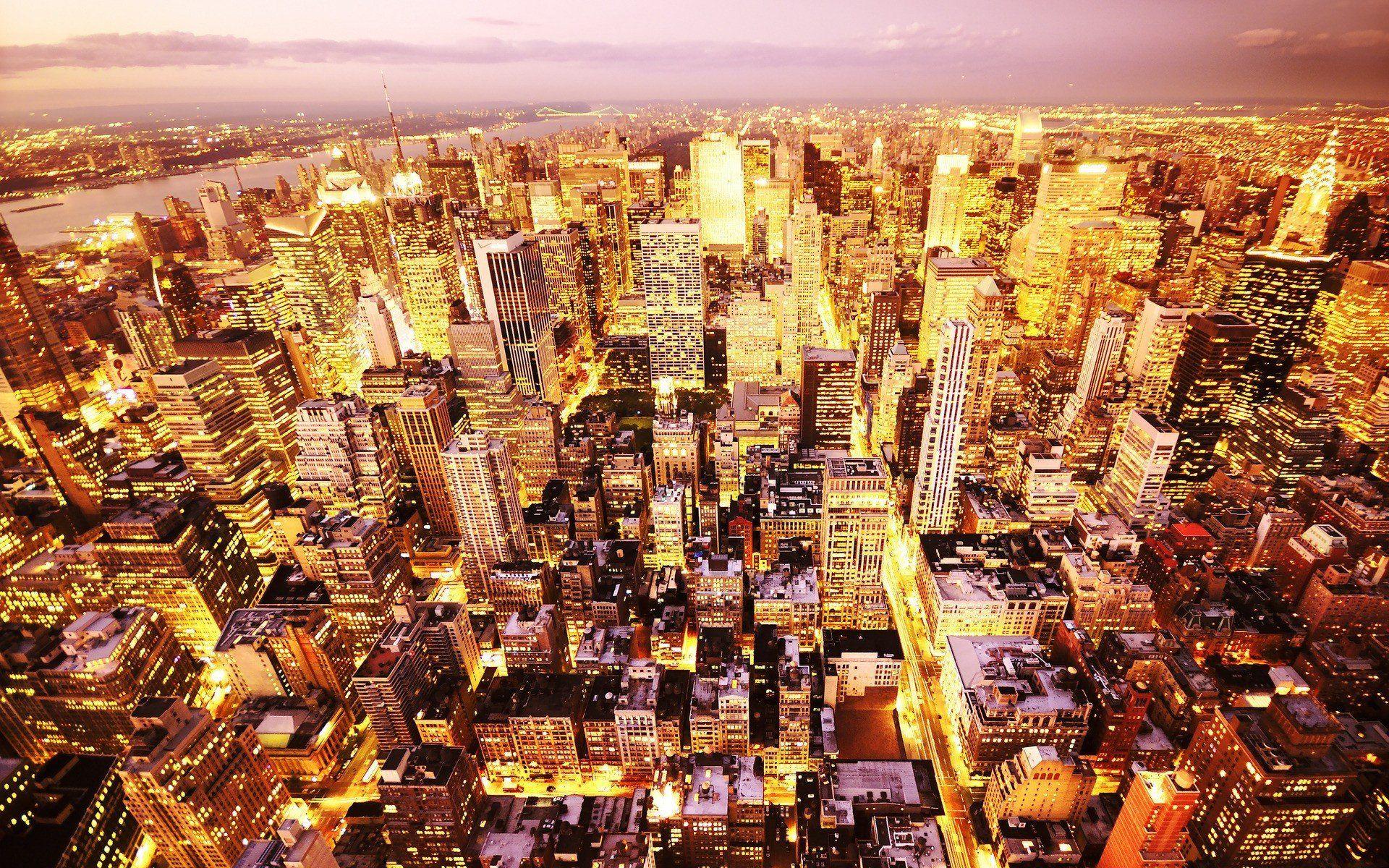 1920x1200 city urban new york city manhattan cityscape lights