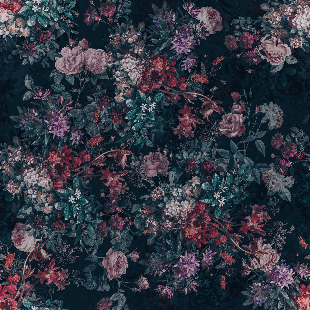 1080x1080 Trendy Black Floral Wallpaper