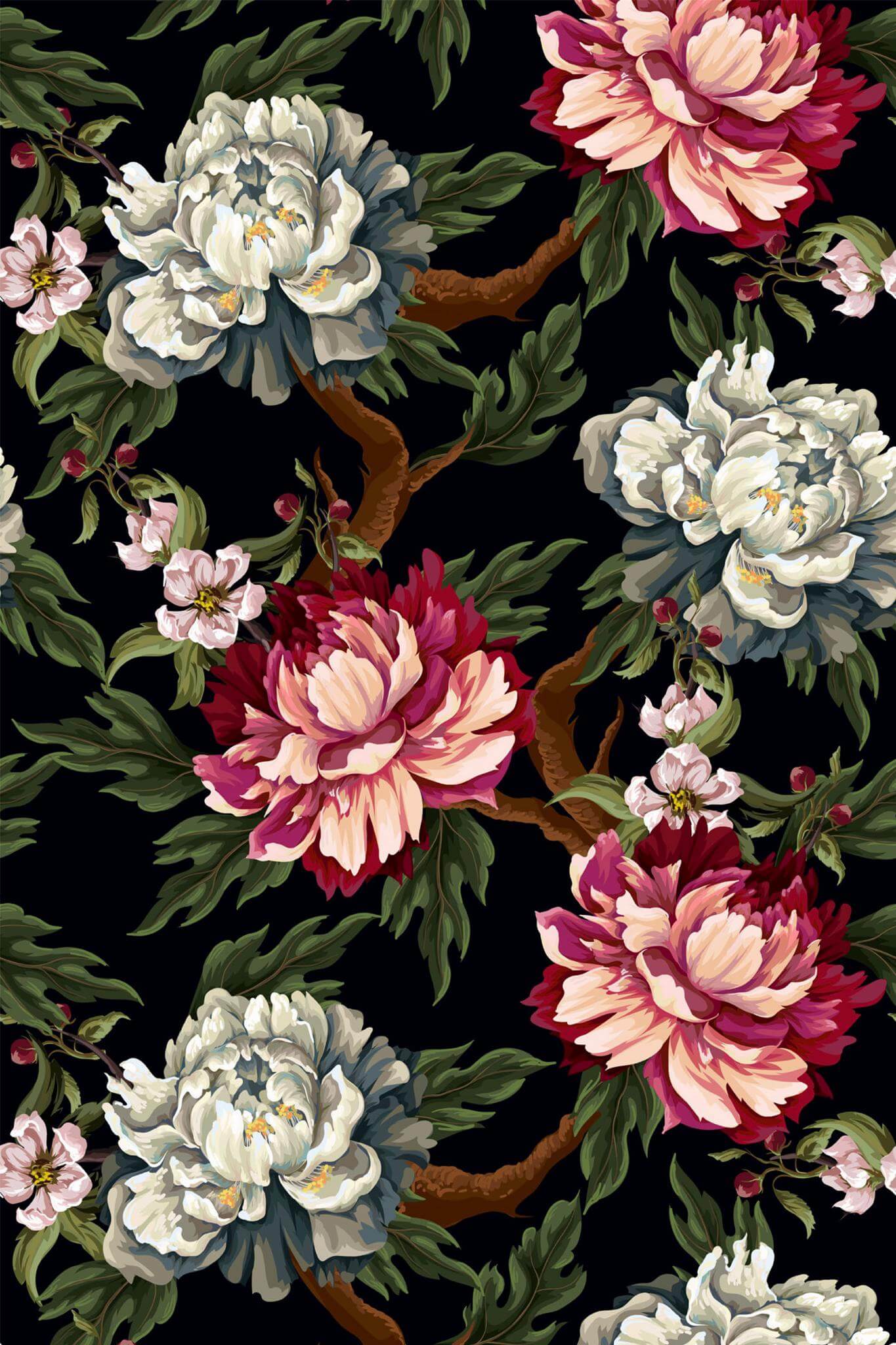 1365x2048 Dark Garden Peel And Stick Wallpaper Sample′′x19′′, PVC Free