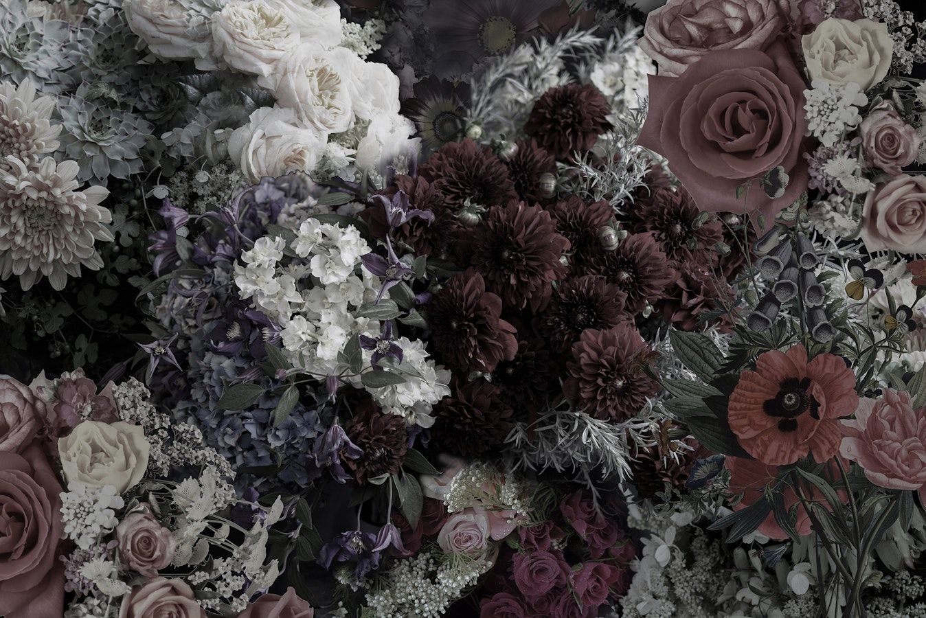 1348x900 Gothic Garden Dark Floral Wall Murals