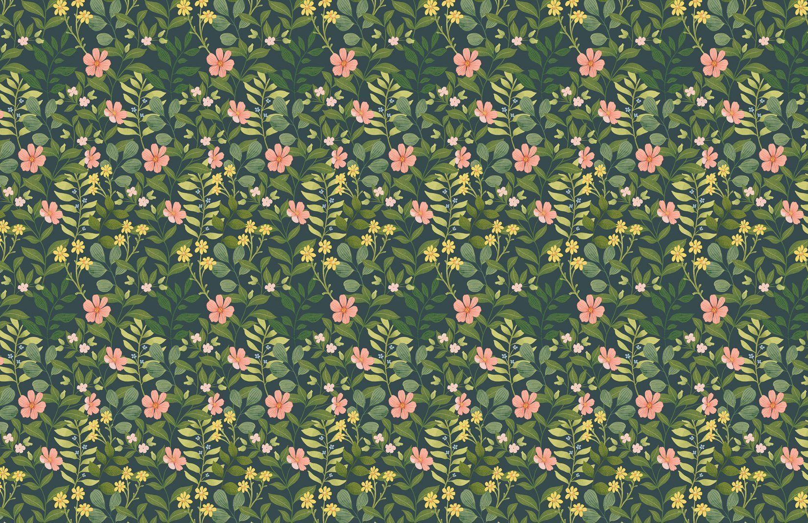 1650x1070 Dark Navy Floral Garden Pattern