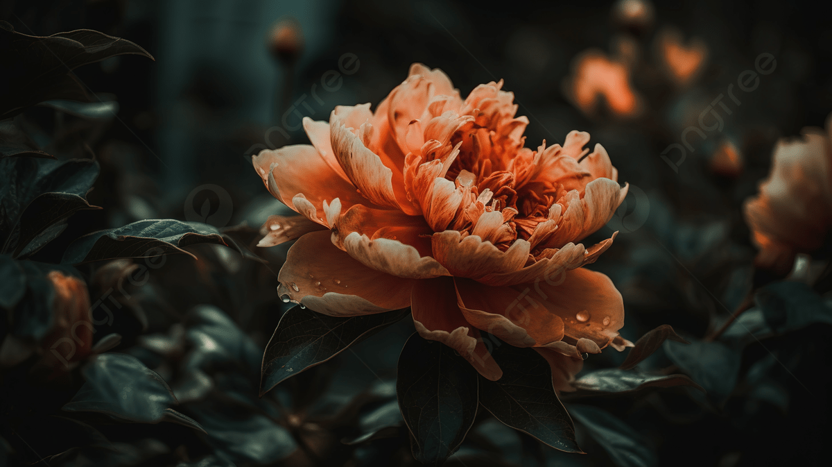 1200x673 An Orange Flower In A Dark Garden