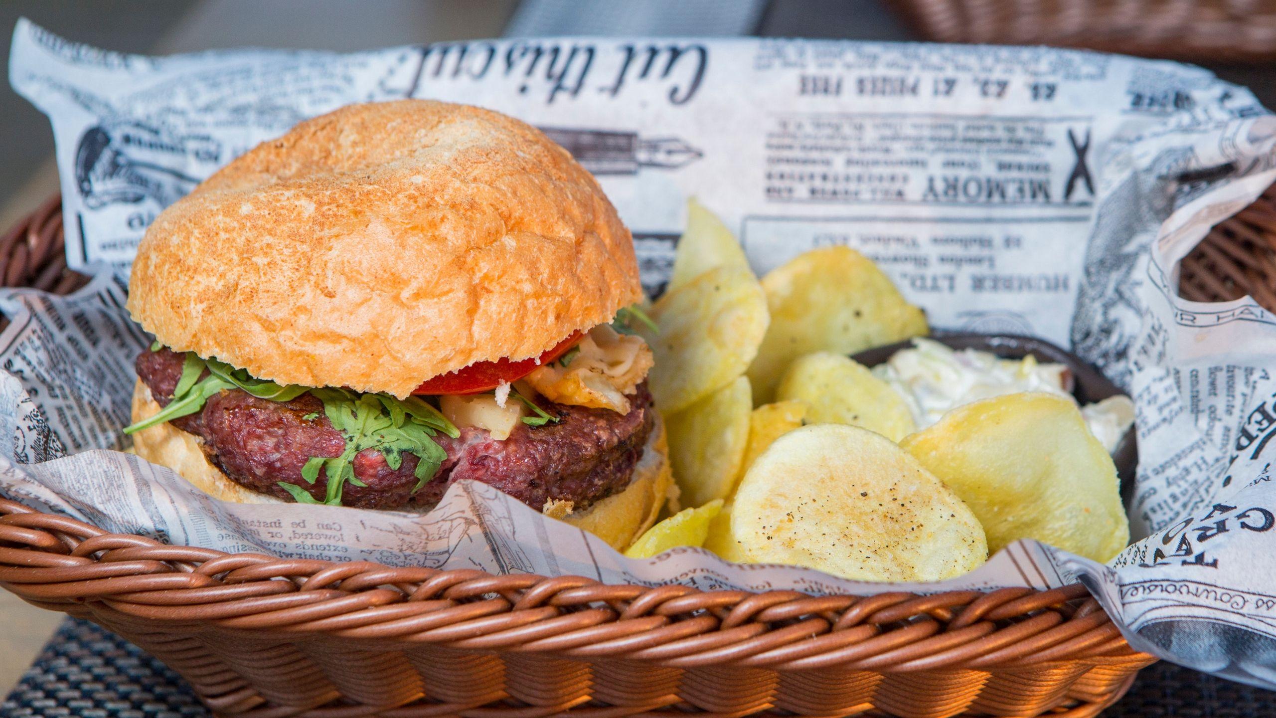 2560x1440 Download wallpaper 2560x1440 hamburger, burger, meat