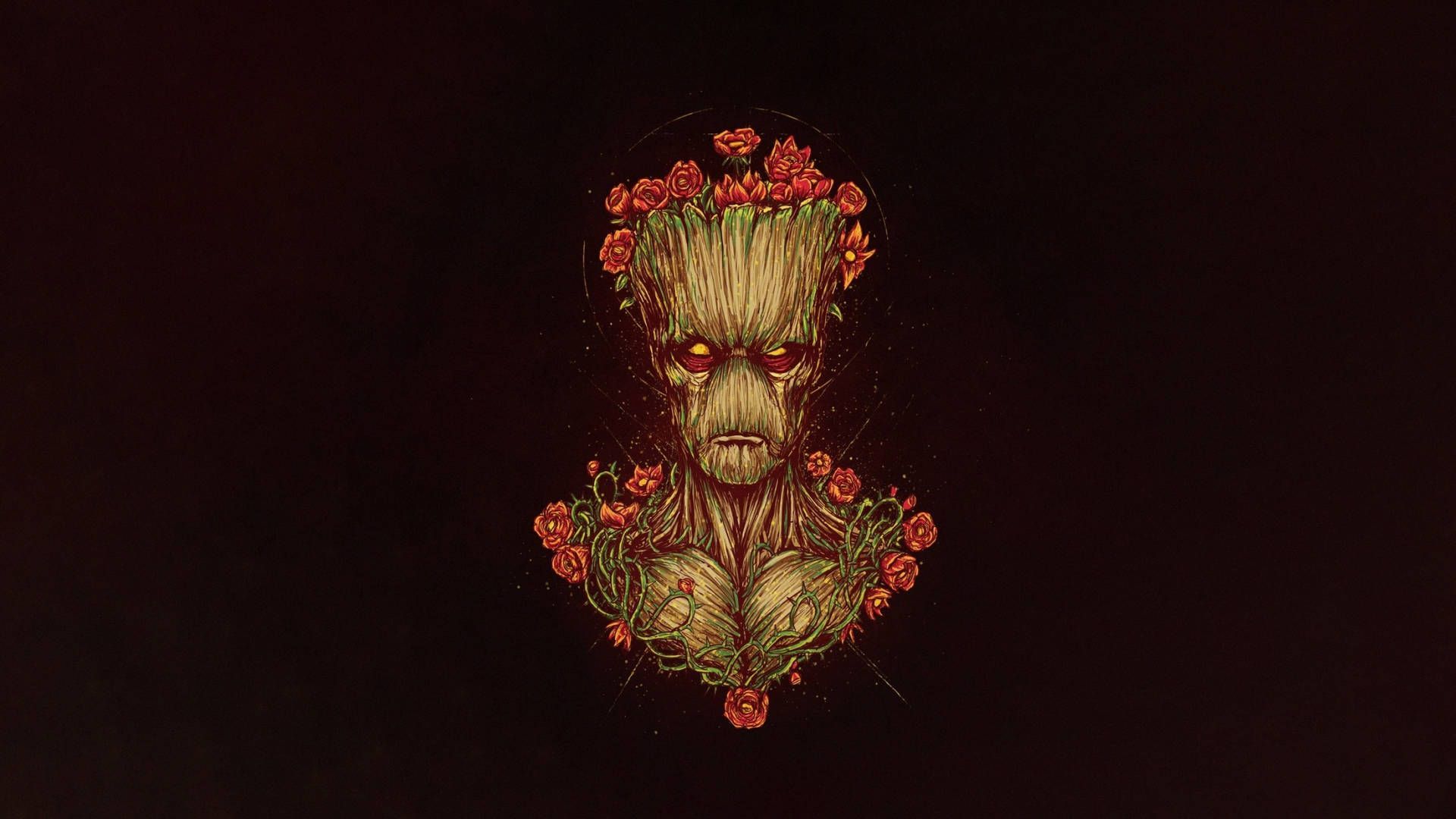 1920x1080 Download free Groot With Flowers
