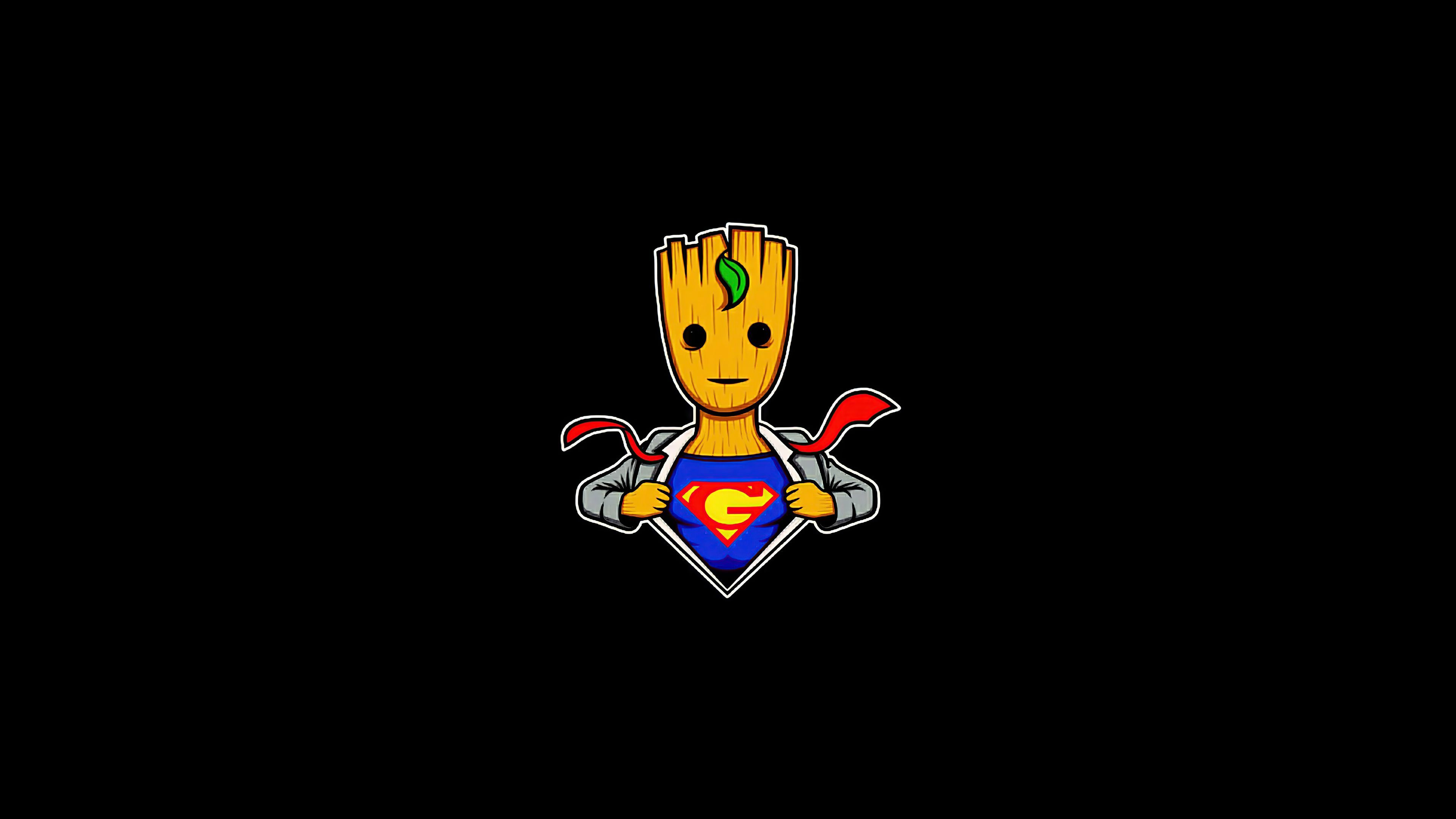 3840x2160 Baby Groot Dark Minimal 4k Wallpaper, HD