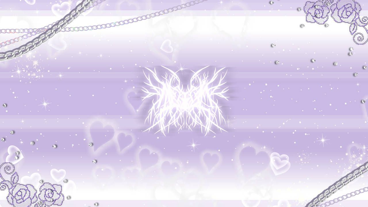1280x720 Purple Hearts And Flowers Y2k Wallpaper