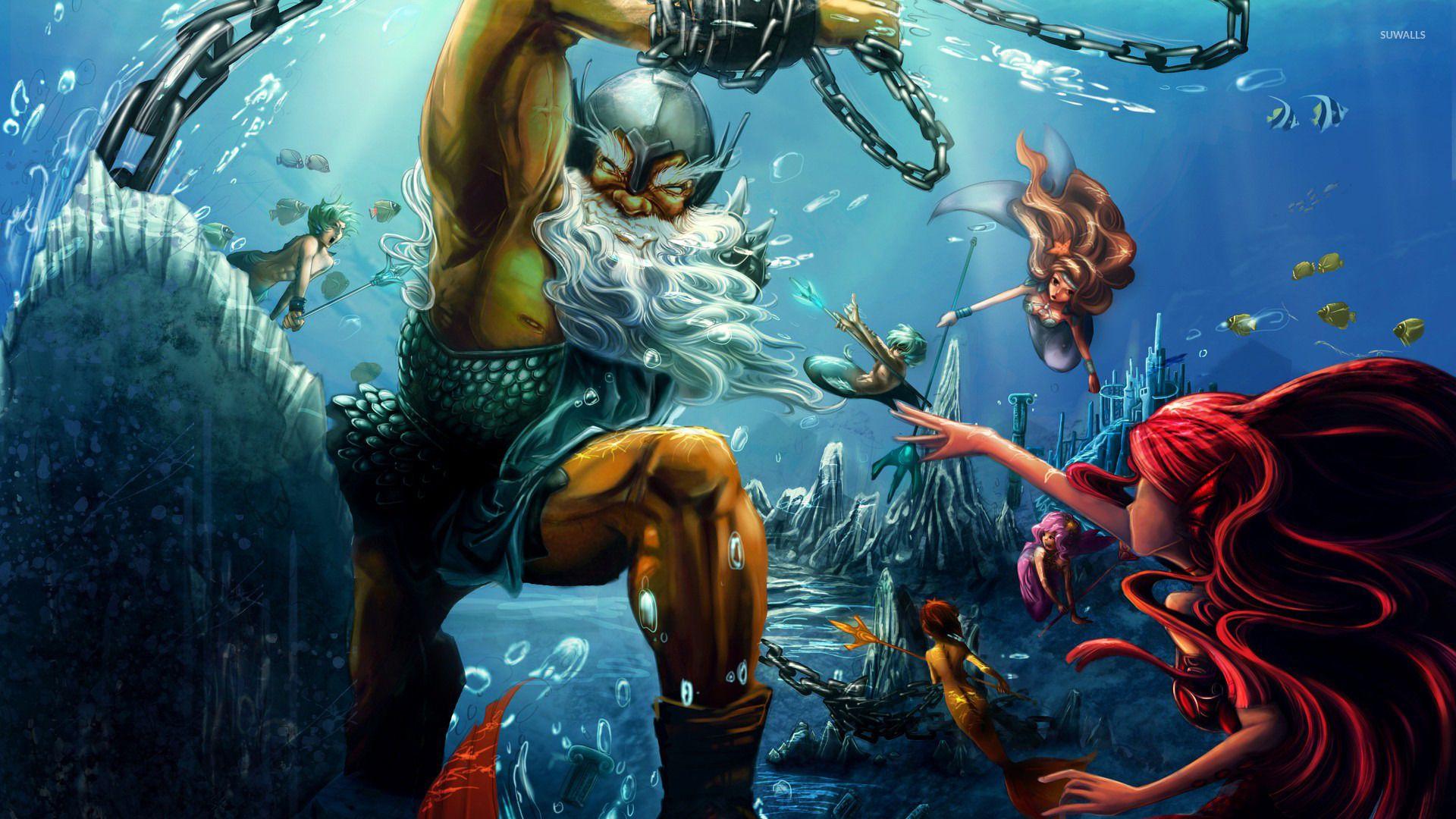 1920x1080 Triton and mermaids wallpaper Art wallpaper