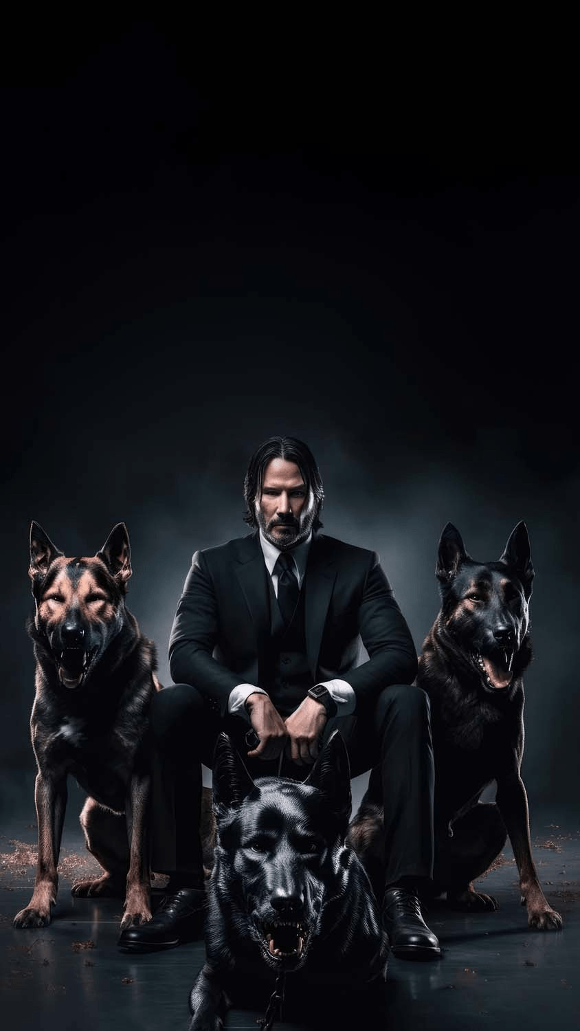 844x1500 John Wick With Dogs IPhone Wallpaper HD