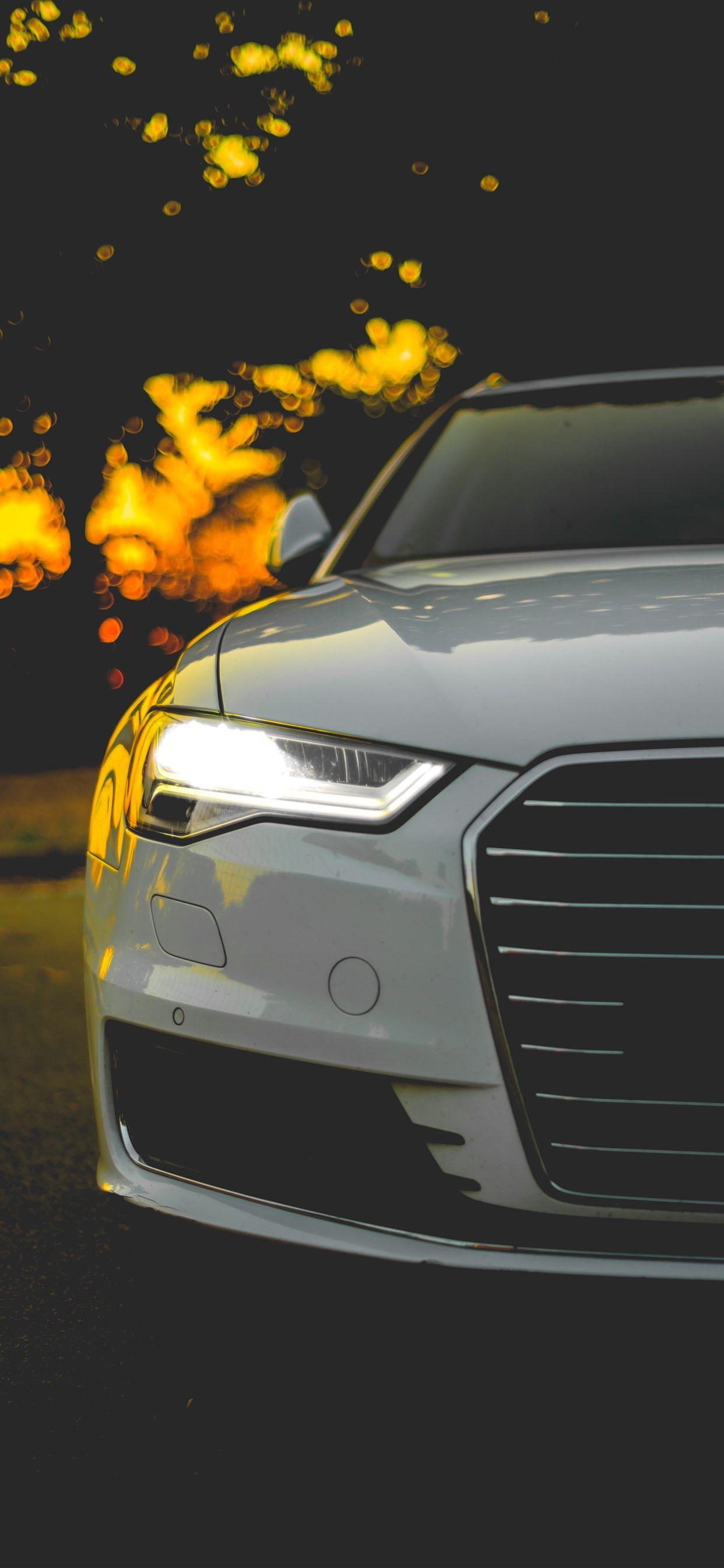 1242x2688 Audi white car front view, headlight 1242x2688 iPhone XS Max